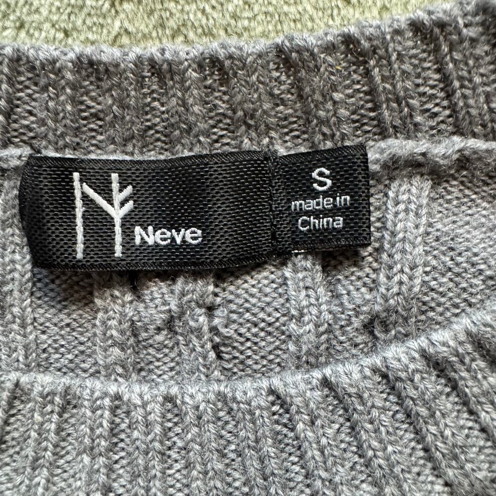 Neve Merino Wool Ski Sweater Cable Knit Nordic Geometric Crewneck Small - Picture 9 of 13